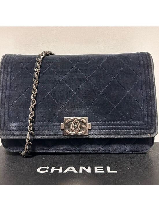 CHANEL Handbags - Chanel Navy Boy Velvet WOC